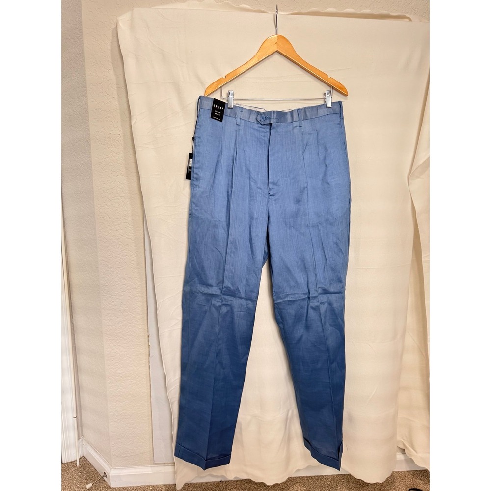 Trust Men's Pants Size 36 Length 32 Baby Blue Cuffed